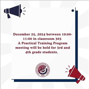 Practical Training Program Meeting for 3rd and 4th Grade Students